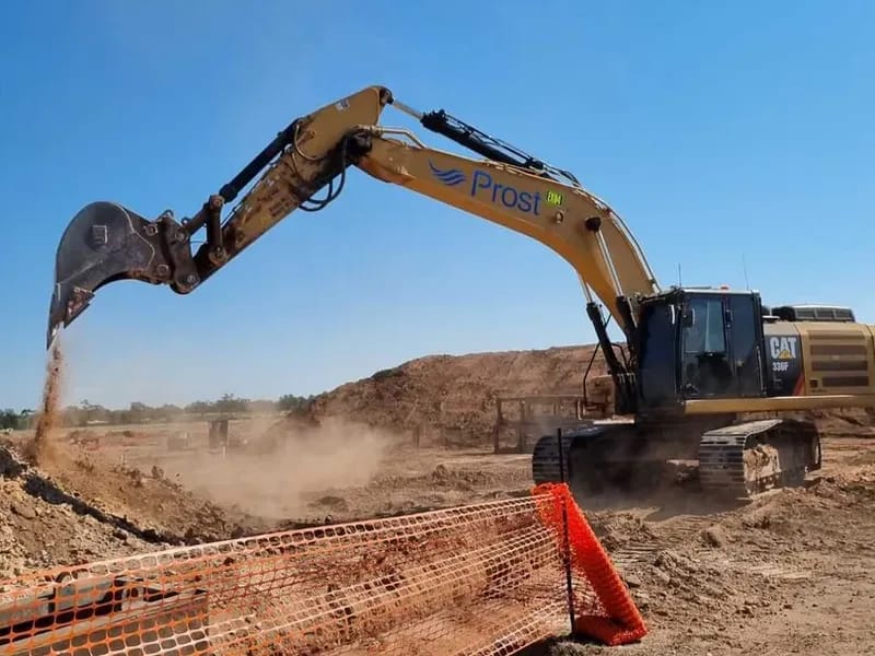 Prost Group construction team on site with excavation equipment