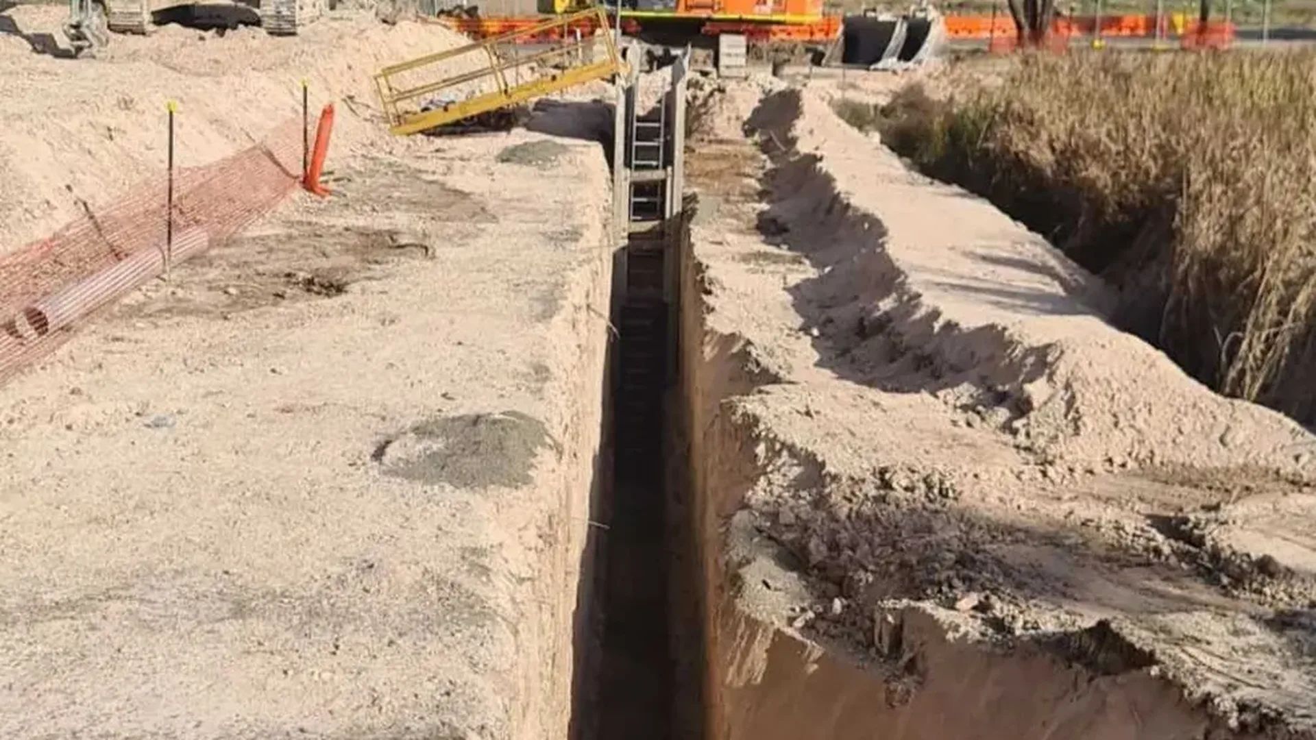 Deep excavation operations for sewer pipeline