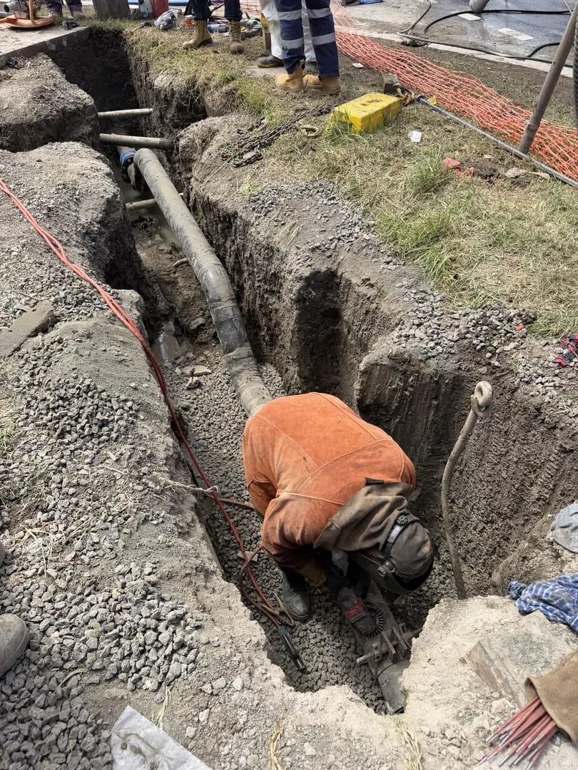 Water main installation by Prost Group showing pipeline construction